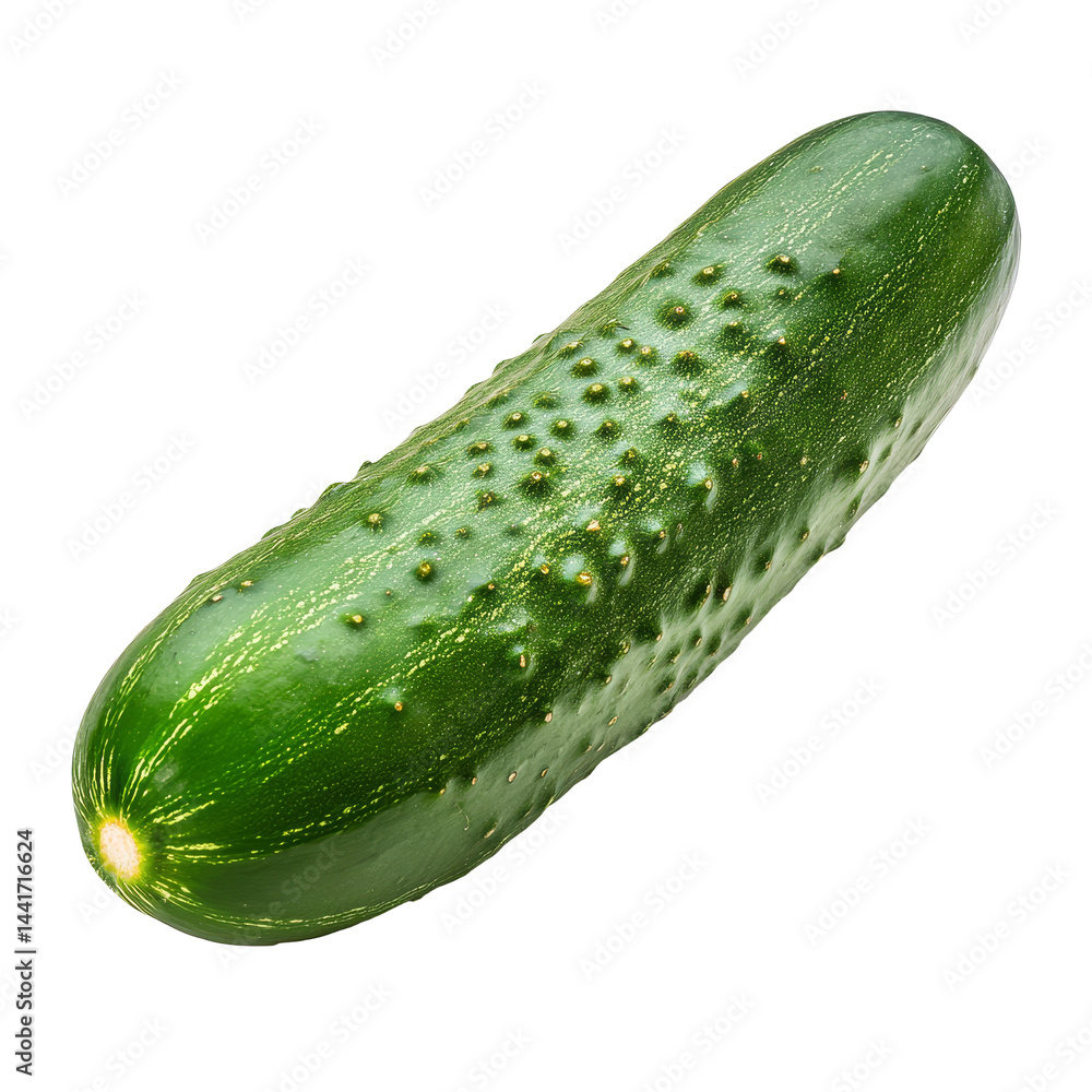 Poster fresh green cucumber isolated against a bright transparent background showcasing its texture and nat