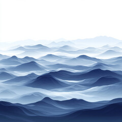 Minimalist ocean waves illustration in blue tones and gradients