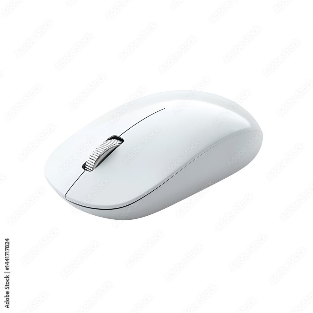 Poster white wireless computer mouse isolated on dark background simple ergonomic technology