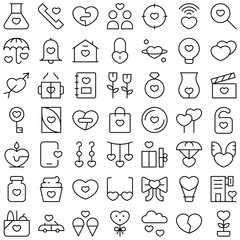 Love Heart Romance Valentine Icon Set. Perfect for user interface, new application
