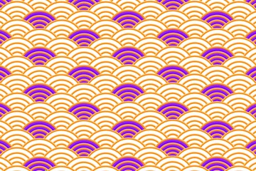 Gold Chinese and Japanese seamless pattern with purple color. Abstract wave lines pattern texture background, ornament, decoration banner. Traditional oriental Chinese and Japanese stylet. Art decor.