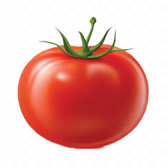 realistic 3d red tomato and slice isolated on  transparent background