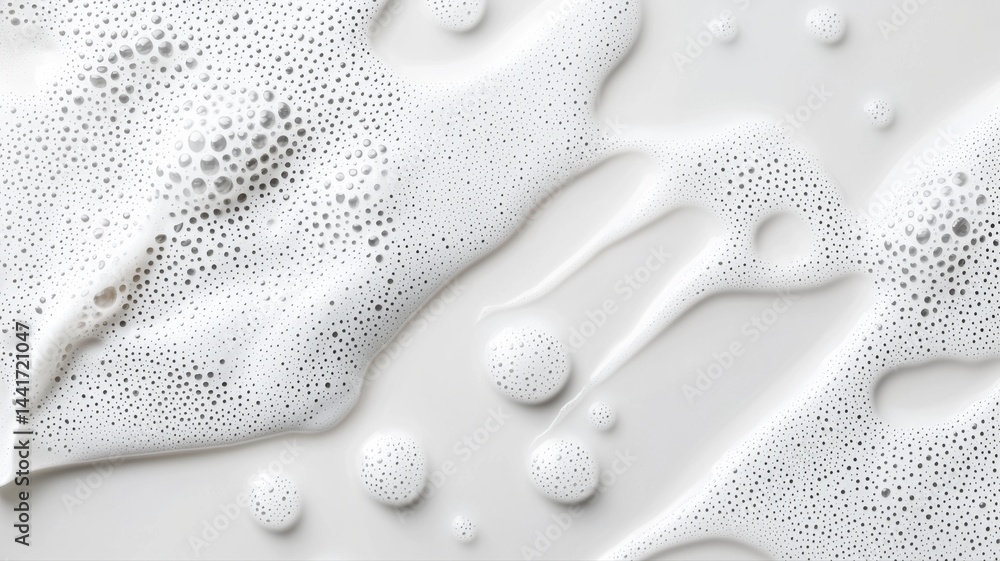 Aufkleber minimalist white soap foam texture background with bubbles foam white texture background abstract
