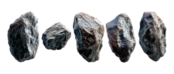 Pack of Asteroids Against Transparent Background for Space Branding, Sci-Fi Promotion, or Cosmic Design Projects
