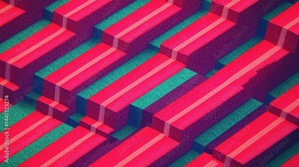 Aufkleber abstract geometric pattern of overlapping blocks in vibrant colors.