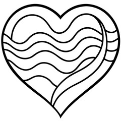 Waves curling into a heart outline