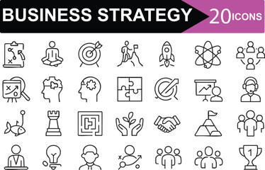 Business Strategy Icons for Planning and Development of Successful Projects