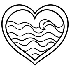 Waves curling into a heart outline