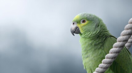 Obraz premium close-up of parrot resting on pirate shoulder minimalist composition clean image ample negative space