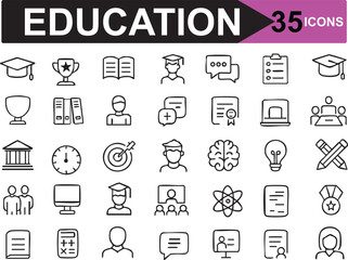 Extensive Education Related Icons Set for Academic and Training Resources