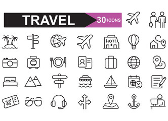 Travel Icon Collection 30 Vector Icons for Adventure and Tourism Designs