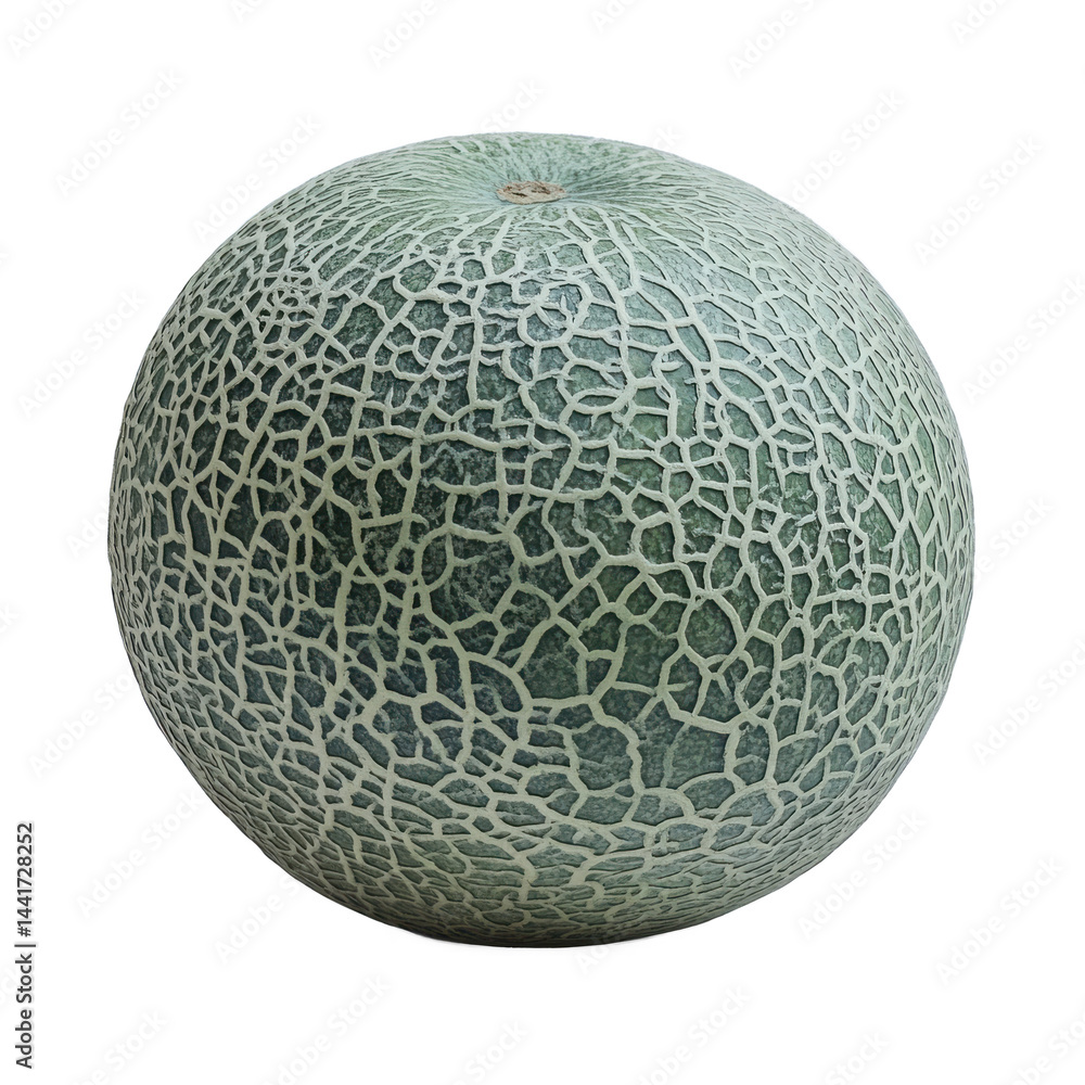 Poster a close up shot of a cantaloupe melon with its distinct netted rind against a dark background space