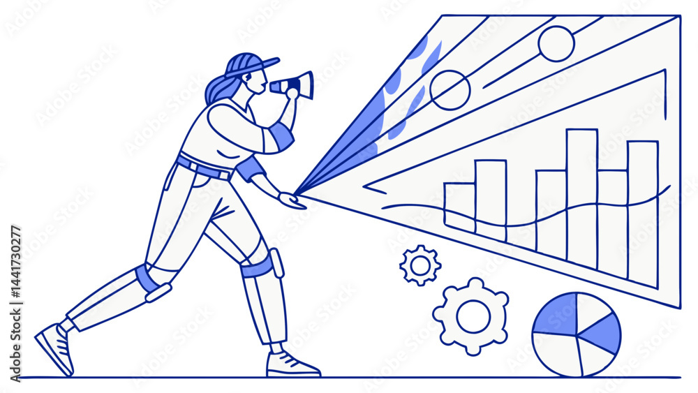 Poster futuristic vector of a holographic ai assistant projecting charts and data, symbolizing smart digita