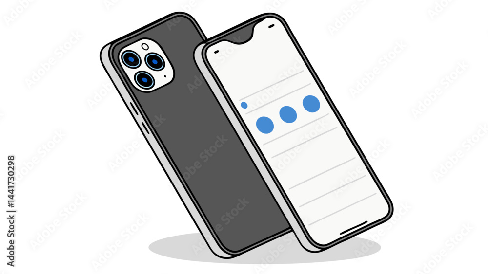 Poster minimalistic vector of a modern smartphone with a blank interface, focusing on tech potential and di