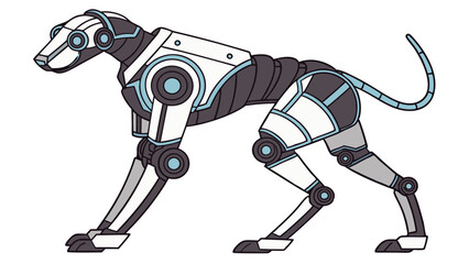 Advanced robotic dog vector showcasing mechanical structure and AI-based smart design with visible components representing futuristic robotic pets