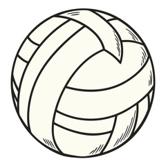 Vector illustration of a classic beach volleyball in minimalist white style, ideal for representing summer sports, games, and outdoor recreational activities