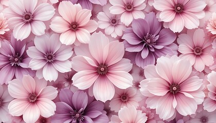 Fototapeta premium Floral Background with Pink and Purple Flowers Blooming