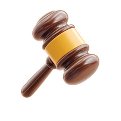 Brown Gavel 3D Render Isolated on Transparent Background for Legal Justice Auction Concept