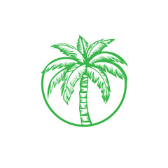Obraz premium coconut trees silhoette image vector illustration for tropical island logo
