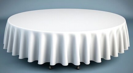 Round white tablecloth on a table
