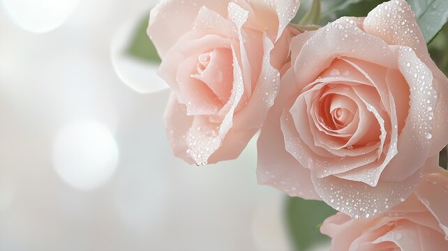 Soft Pink Roses with Dew Drops rose pink rose flower floral dew dew drops water droplets soft beauty