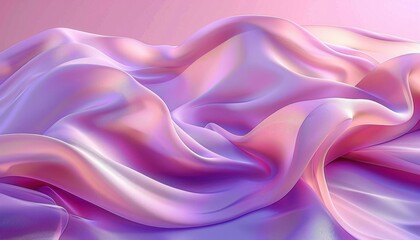 Obraz premium Soft and silky fabric with smooth flowing folds in a gradient of pink, purple, and lavender hues, evoking a calm and delicate atmosphere