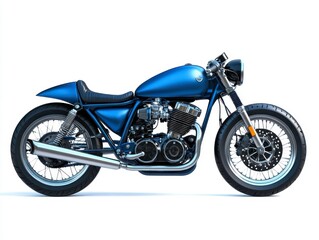 Fototapeta premium Classic Blue Custom Motorcycle Studio Shot