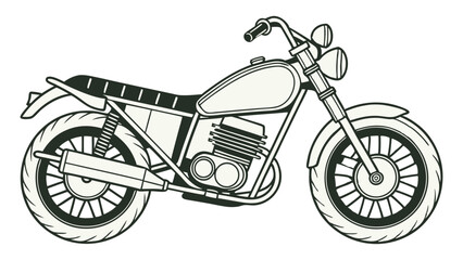 Fototapeta premium A detailed line drawing of a vintage motorcycle featuring its fuel tank, seat, and exhaust system design