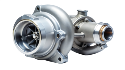 Powerful turbocharger engine part isolated on a white background png ai