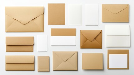 Organized assortment of various sized envelopes and cards.