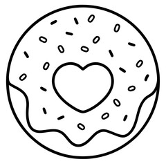 Whimsical Heart-Topped Donut Outline Design
