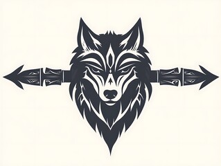 Obraz premium Wolf head design with tribal arrow accents