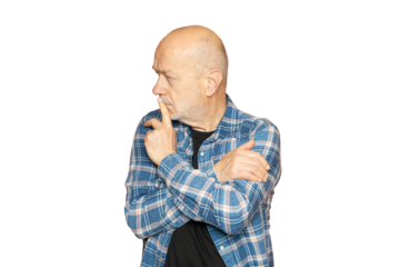 a man focused while looking to the side