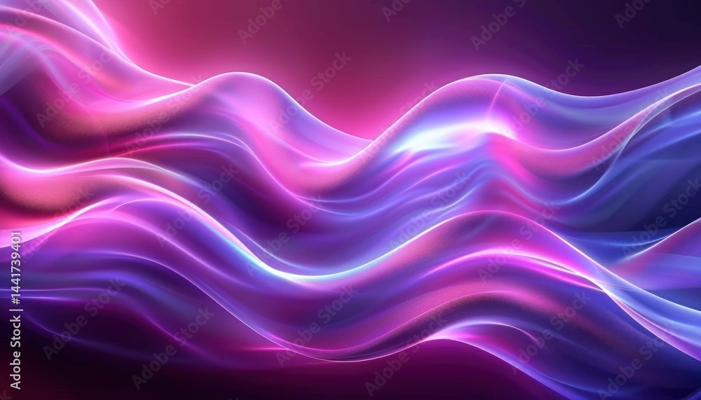 Leinwandbilder smooth flowing waves of pink and purple light with glowing highlights creating a vibrant and dynamic