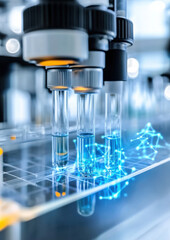 Innovative laboratory experimentation with test tubes biotechnology lab scientific imagery modern environment close-up view research concepts