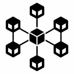 Blockchain Nodes Black Silhouette Illustration