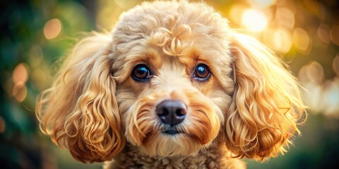 Close Up Poodle Portrait Photography: Fluffy Dog Face, Adorable Pet Photo
