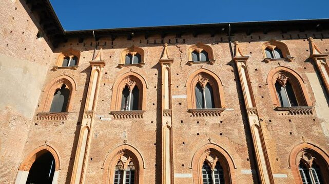 Laterla view of Sforza castle in Vigevano, Lombardy, Italy