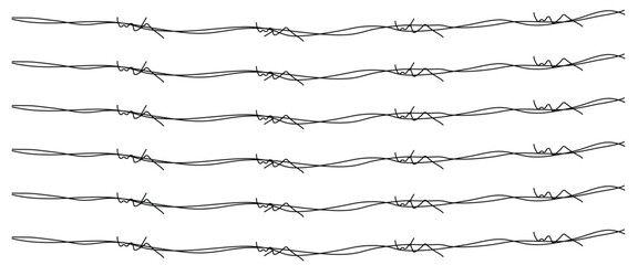 barbed wire, vector, silhouette, hand-drawn