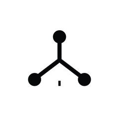 Minimalist molecule structure icon in black and white scientific diagram illustration