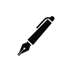 Simple black fountain pen icon illustration writing and signature symbol