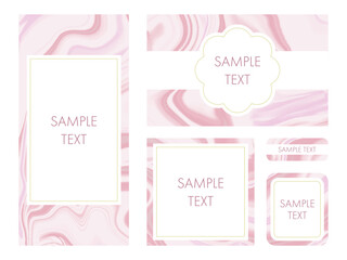 ピンク色のマーブル柄のエレガントなフレームセット