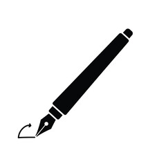 Black fountain pen drawing arrow symbol education and creativity concept illustration