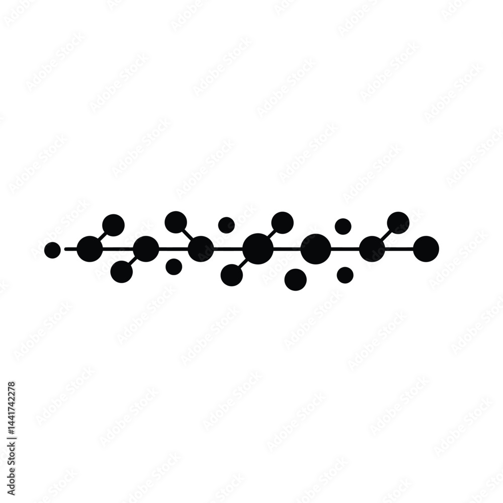 Aufkleber abstract molecular structure design with connected dots in horizontal line illustration