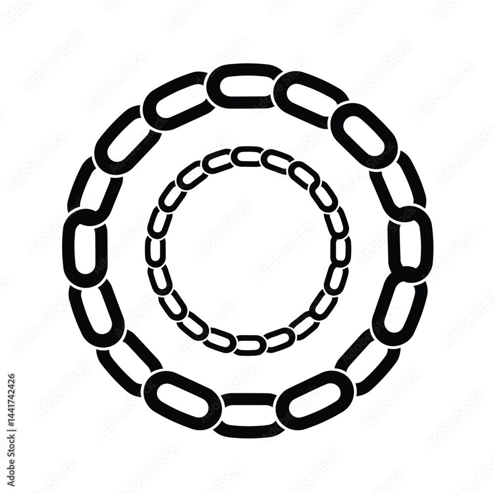 Poster circular chain frames set black silhouette border elements strong connection symbol