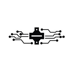 Minimalist black and white circuit board vector illustration for technology concepts