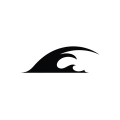 Simple black and white vector illustration of ocean wave cresting