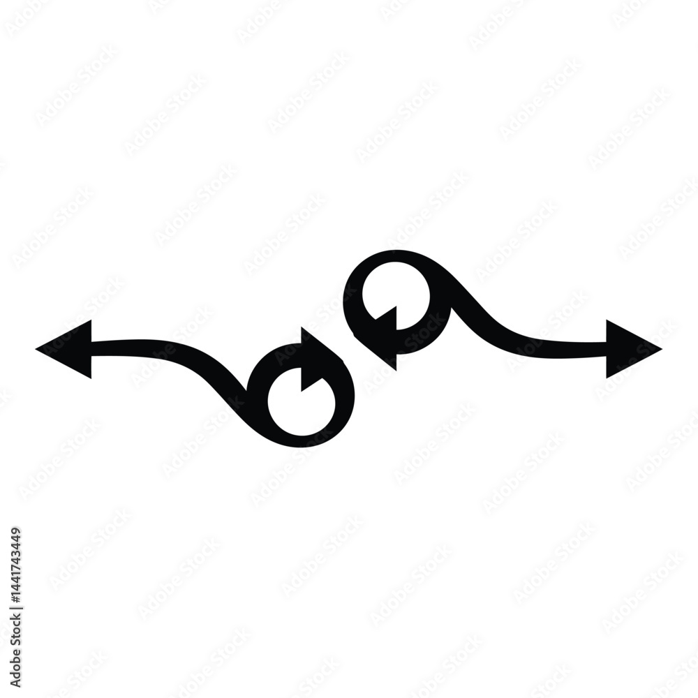 Poster creative directional arrows with loop swirl elements in black and white design