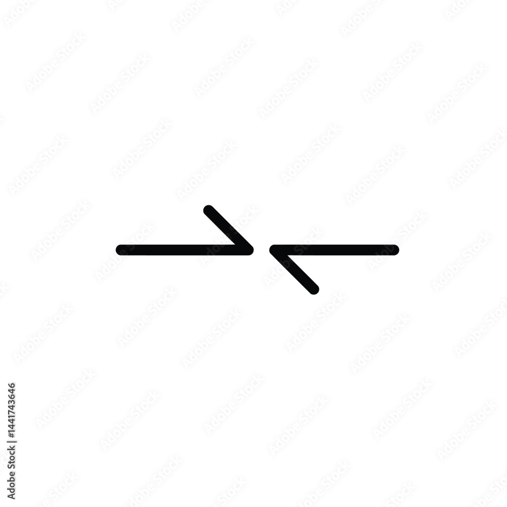 Poster two horizontal arrows pointing towards each other simple minimalist black design