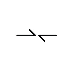 Two horizontal arrows pointing towards each other simple minimalist black design
